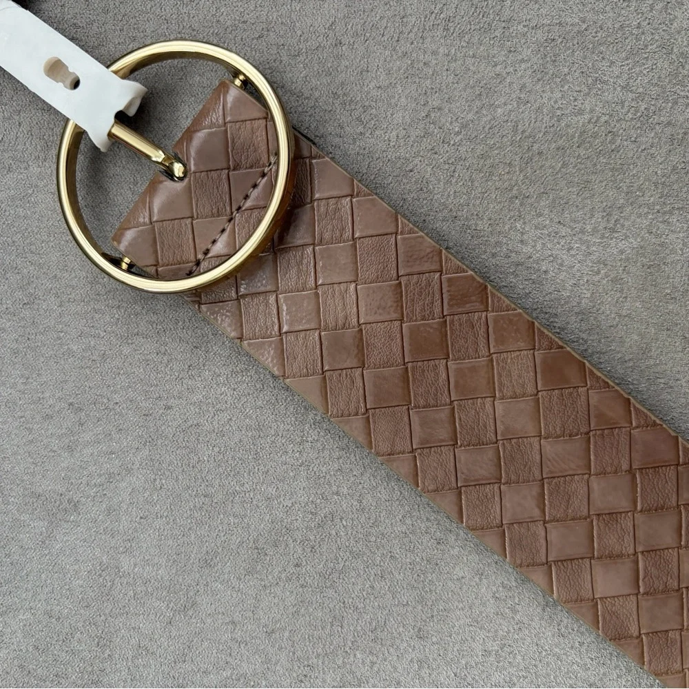 a new day Brown Woven‎ Belt with Gold Buckle